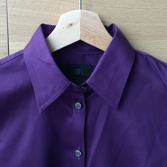 Banana Republic Cotton Collared Long Sleeve Dress Shirt Purple Size 2 - Picture 2 of 5